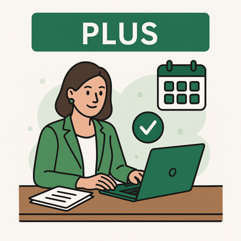 Bild Plus Paket Frau in Grün am Laptop