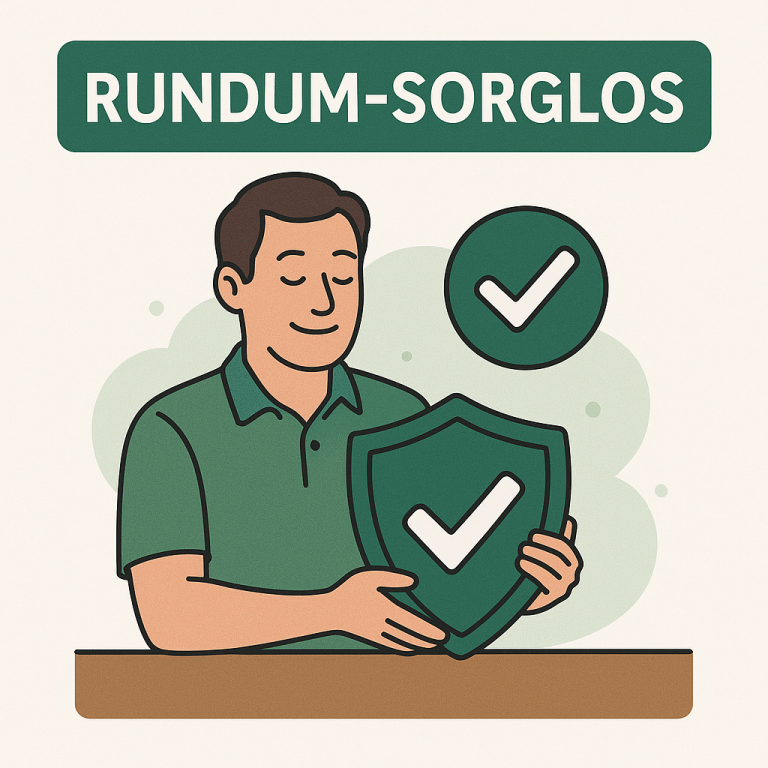 Bild Rundum-Sorglos Paket man mit grünem Schild